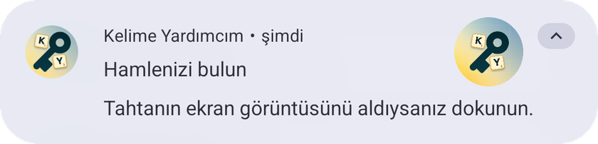Android'de Kelime Yardımcım bildirimi