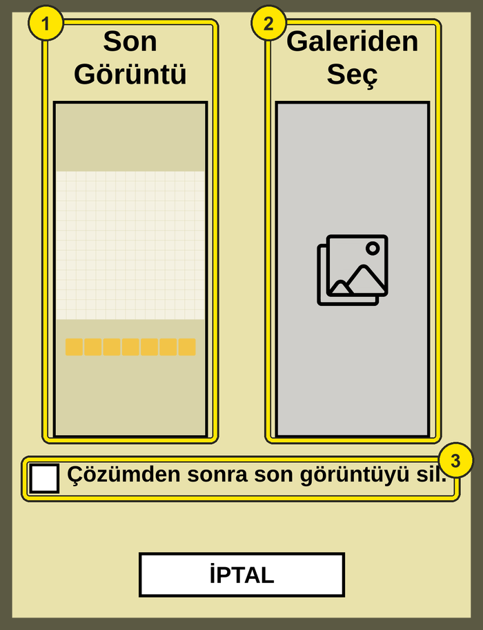 Galeri paneli: Son Görüntü ve Galeriden Seç